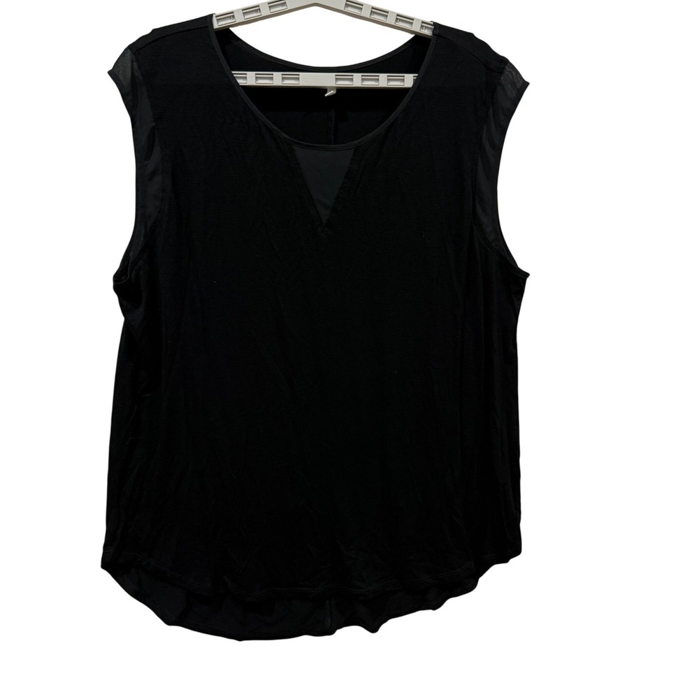 Maurices Womens‎ XXL Black Sleeveless Mesh Accent Top Rayon Spandex K0317